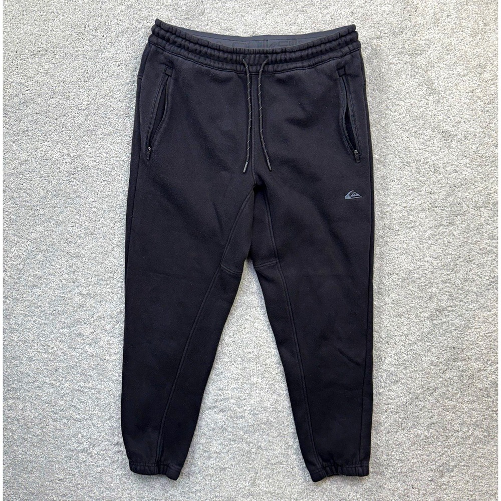 Quiksilver DryFlight Sweatpants Mens Size Medium Black Joggers Zip Pockets